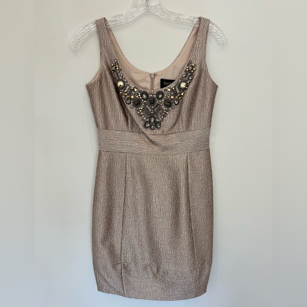 Laundry by Shelli Segal Gold jeweled Cocktail Dress Size 0